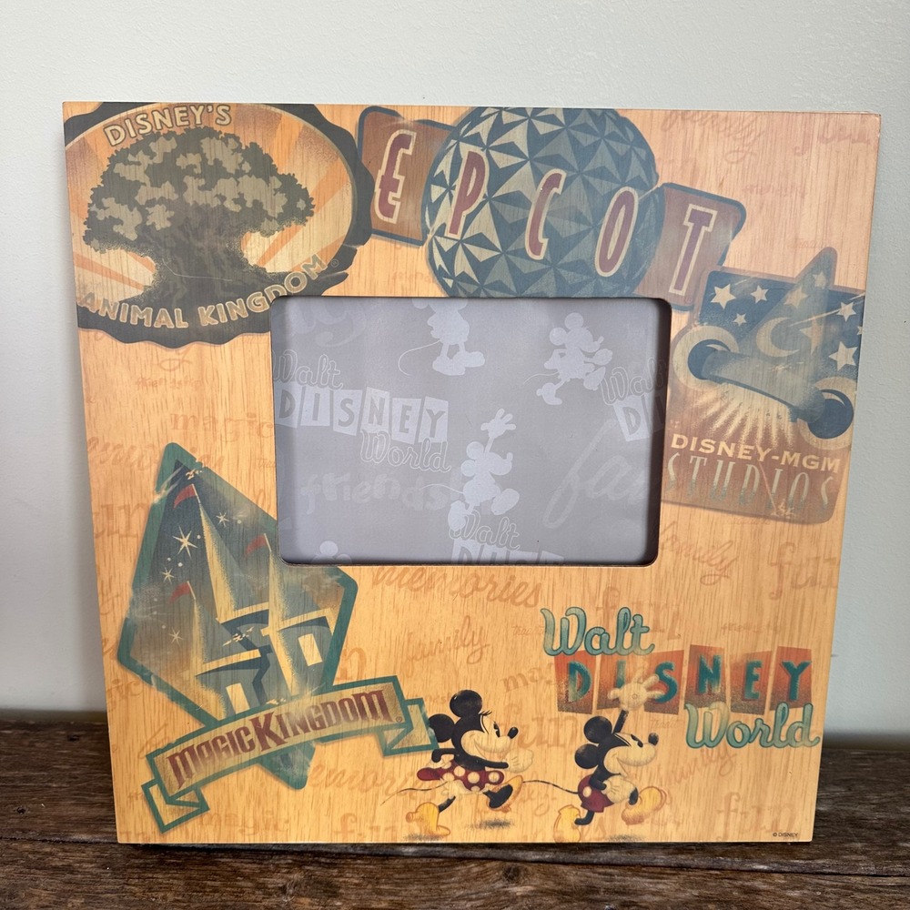 Walt Disney World Photo Frame Wood MCM Epcot‎ Magic Kingdom Animal MGM Studios